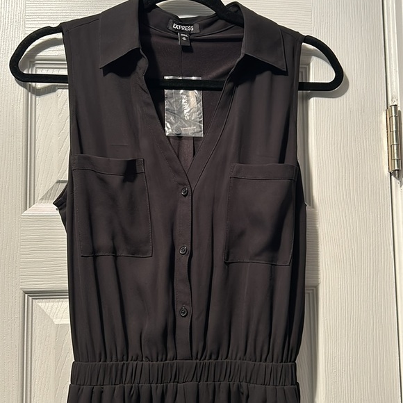 🖤NWT Express Portafino Black Sleeveless Romper Shorts Tie Waist - Picture 4 of 16